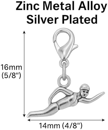 Sexy Sparkles Swimmer Charm with Lobster Clasp – Silver Plated Dangle Pendant for Bracelets, Zippers, Keychains & DIY Jewelry image 5