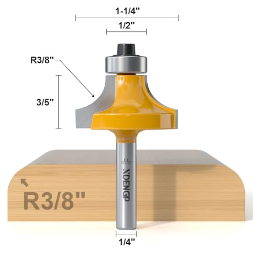 Image of Roundover Router Bit 1 /4 Shank, 3 /8 inch Radius Round Over Router Bits, Router Bits Round Over for Edging Forming Rounding Woodworking Cutter