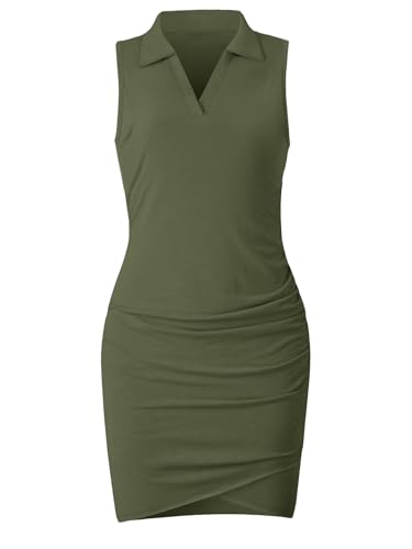 Image of AUXDIO Women Summer Bodycon Dresses Casual Tank Sleeveless Ruched Wrap 2026 Party Club Mini Dress