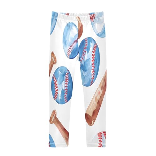 Toddler Girls Leggings Printed Yoga Pants Leggings Watercolor Sport Baseball Bat for Kids