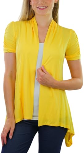 Image of ToBeInStyle Womens Open Front Casual Shrug Lightweight Layering Cardigan Sleeveless or Short Sleeve