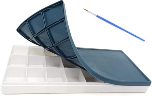 24-Well Plastic Paint Palette with Brush and Lid