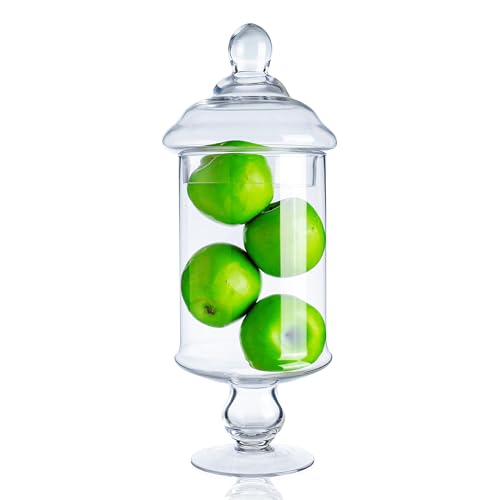 Diamond Star Clear Glass Apothecary Jar Decorative Candy Buffet Jars Elegant Glass Storage Containers (Height: 15