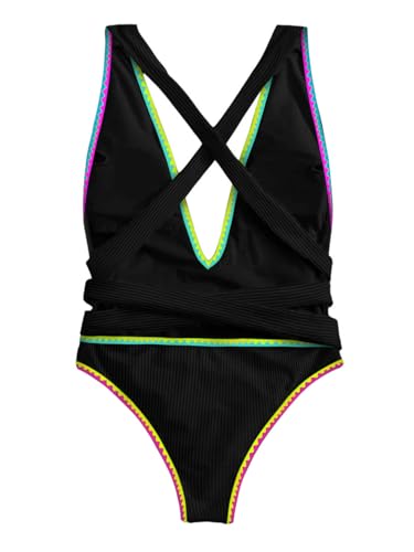 Image of Lilosy Sexy One Piece Swimsuit Women Plunge Bathing Suits Color Black M