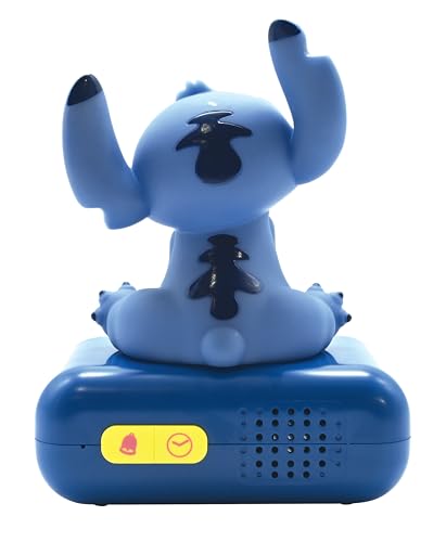 LEXIBOOK, Disney Stitch, Nightlight alarm clock, Sounds and Melodies, LCD Backlit screen, Luminous, Snooze, Blue, RL800D