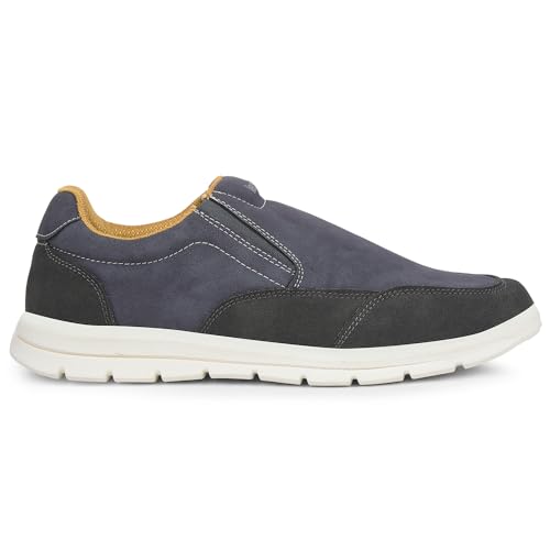 Image of Liberty Leap7x FRINKS-2E Casual Non Lacing Sneakers for Men - Blue & Camel | Suitable for Travel, College, Office | Comfortable Slip-On Casual Shoes | Lightweight Stylish Fashion Footwear for Gents