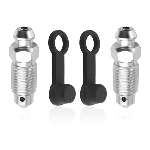 2PCS Brake Bleeder Screw 3/8-24 1-3/16 with Grease Fitting Caps Brake Bleeder Valve Screw Replacement Speed Bleeders for Brakes Car Accessories Compatible with Chrysler Dodge (3/8-24 1-3/16)