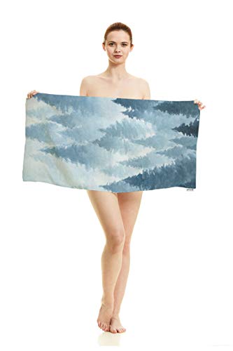 Ofloral Watercolor Foggy Hand Towels,Hand Drawn Landscape Winter Hill Wild Nature Frozen Misty Taiga Soft Comfortable Super-Absorbent Towel For Bathroom Kitchen Spa Gym Yoga 15X30 Inch #TOP3