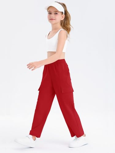 Girls Kids Cargo Sweatpants Wide Straight Leg Jogger Pants 5-14 Years2