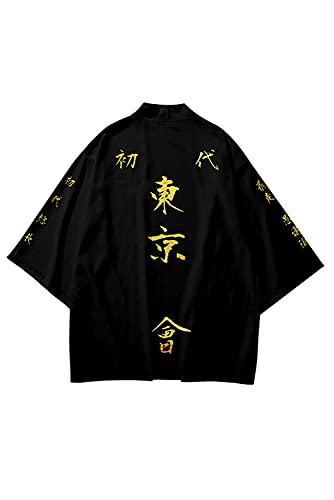 Enhopty Tokyo Revengers Manjiro - Kimono unisex, para Halloween, carnaval, disfraz, color negro, XXL