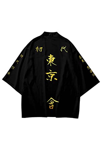 Enhopty Tokyo Revengers Manjiro - Kimono unisex, para Halloween, carnaval, disfraz, color negro, L