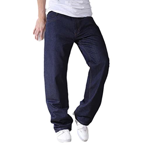 Jean ample pour homme grande taille en coton bleu confortable