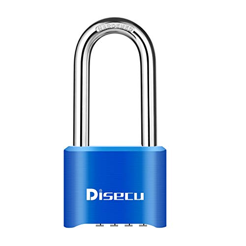1 Pack disecu Heavy Duty 4 Digit Combination Lock, 2.5 Inch Long Shackle Outdoor Waterproof Padlock for School Gym Locker, Storage Unit, Fence, Gate, Toolbox (Blue)