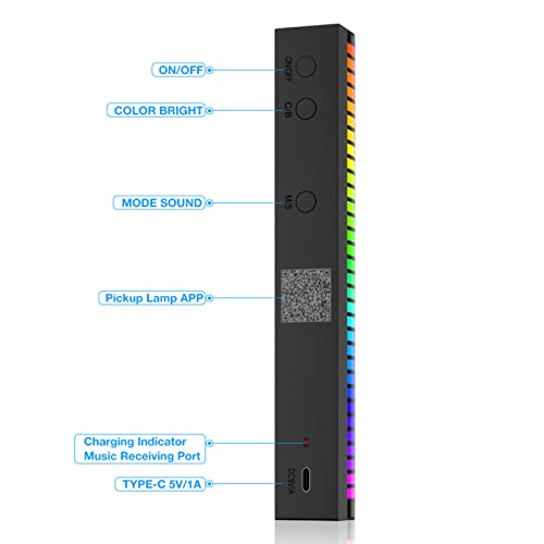 Hyranect Barras de luz LED inteligente 3D luz ambiente de 32 cores ajustável, luz de ritmo musical,