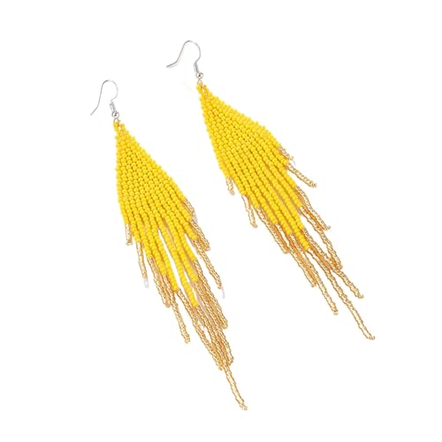 Boucles d'oreilles longues bohème pour femmes avec perles artisanales style ethnique