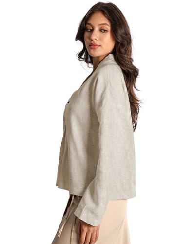 Women's Pure Linen Jacket Long Sleeves Botton Down Casual Cardigan Tops3