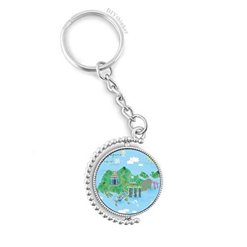 Singapour Voyage Carte Rotatif Key Ring Chain pour organiser vos clés de voiture et maison