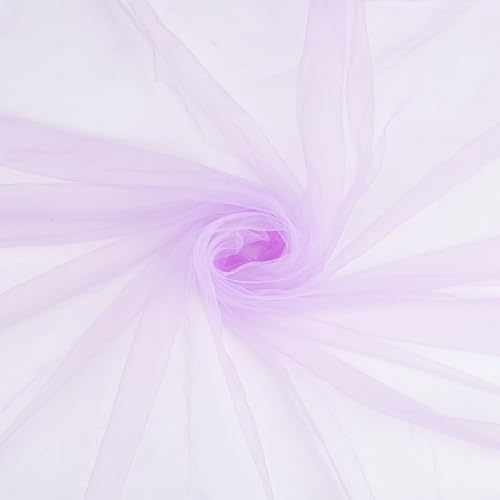 OLYCRAFT 2m/2.2 Yards Lilac Tulle Fabrics 1.6m Wide Chiffon Sheer Crepe Fabric Gauze Mesh Bolt Net Chinlon Tulle for Gift Wrapping DIY Sewing Crafts Wedding Party Decorations