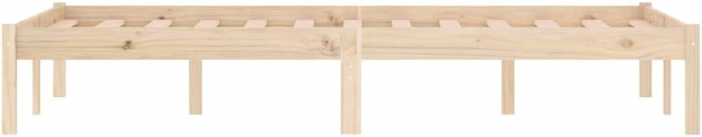 Full Pine Wooden Bed Frame 195.5x142.5x31 cm Rustic Solid Wood Slatted Base for 137x190 cm Mattress, Robust Daybed Style for Bedroom Guest Room
