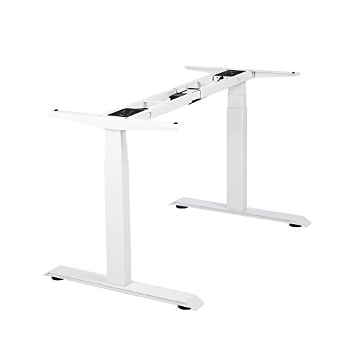 Image of VJ201-S3 Electric Height Adjustable Sitting Standing Desk Frame Only /Sit Stand - Dual Motors 3 Segment Motorized Desk Base Only,White
