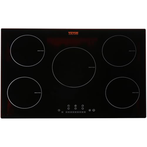 VEVOR Electric Cooktop 30 5 Burners Induction Stove Top 9200W Built-in Magnetic Cooktop 9 Heating Level Multifunctional Burner LED Touch Screen w/Child Lock & Over-Temperature Guard