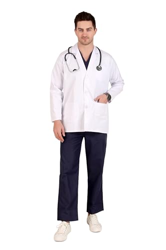 Image of Men's Lab Coat for Doctors and Medical Students| Cotton Long Sleeves Medical Apron | 3 Pockets | Uniform for Doctors