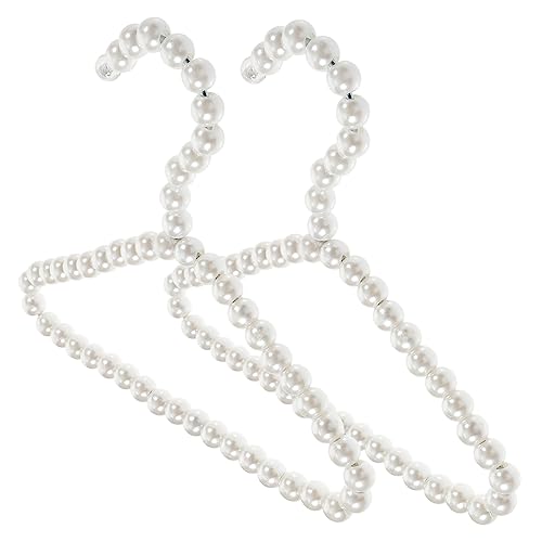 BCOATH 2 Pack Boys and Girls Pearl Hangers Small Pet Hangers for Dogs Cats Pearl Hangers for Pet Clothing 20cm Long White Pet Clothes Hanger