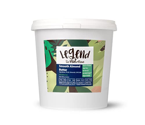Legend - Smooth Almond Butter (1 kg) Made In The UK 100 Percent Natural Vegetarian Vegan No Palm Oil No Added Sugar No Traces of Peanuts Source of Protein High in Fibre Gluten & Dairy Free