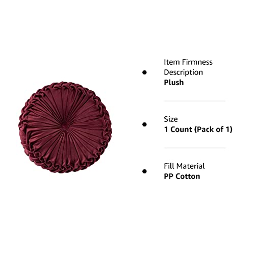 Elero Round Pillows Velvet Pleated Circle Pillow Chair Cushion Floor Pillows Home Decorations For Home Couch Chair Bed Car Burgundy #TOP5