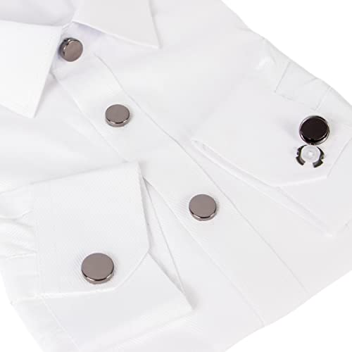 Image of 8Pcs Button Covers for Mens Shirts, Tuxedo Fake Studs | Fits regular dress shirts, button cover cufflinks, brass metal, sleek polished finish, secure clip on, groomsmen accessories