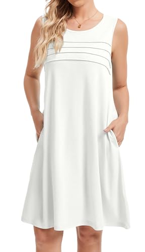 Image of CHICGAL Womens Summer Dresses Casual Loose Pleated Front Tshirt Sleeveless Tank Sundresses with Pockets 2026
