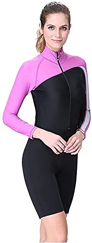 LYDHDY 1.5Mm Neopren Shorty Neoprenanzug Damen Full Scuba Diving Suits Ganzkörpertauchanzug Front Zip Neoprenanzug zum Tauchen Schnorcheln Surfen Schwimmen,Lila,L (Color : Purple, Size : L)