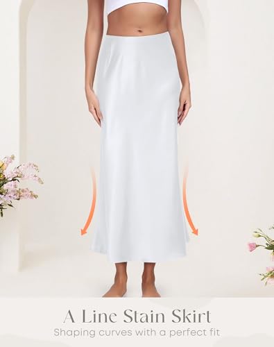 Image of Long Half Slip for Women Under Dress Satin Slip Skirt Extenders Underskirt