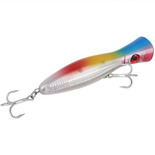 Cebo de Popper Artificial Fuerte Reflejo de Tope de Agua Topicias de Pesca para Agua para Agua Salada y Plástico de Pesca de Agua Dulce 6.5 Pulgadas 1 por Ciento (Espalda) (Colorful)