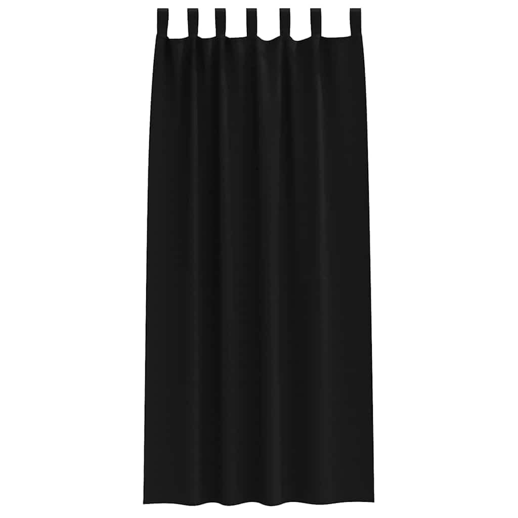 Lot de 2 rideaux occultants avec anneaux - Noir - 225 x 140 cm - En polyester - Pour salon, chambre à coucher, bureau - Protection solaire - Protection contre la chaleur - Décoration de