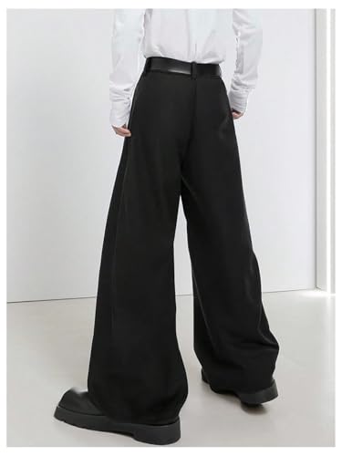 Men's Baggy Dress Pants Pleated Fly Wide Leg Pants Business Casual Suit Zipper Long Trousers with Pocket2