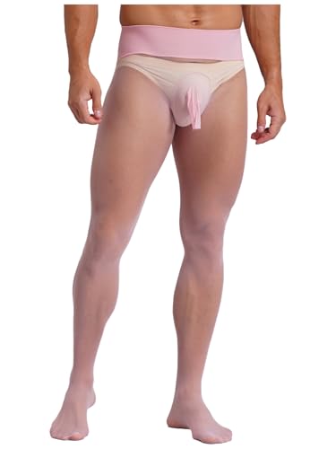 Men's Glossy Ice Silk Compression Tights Nylon Sheer Mesh Sheer Silk Seamless Leggings3