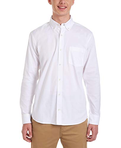 Nautica Young Men's Uniform Long Sleeve Stretch Oxford Shirt, White, Small