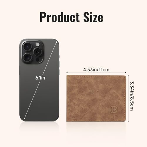 Card Wallet, PU Leather Card Holder Wallet Slim Wallet with Multiple Card Slots for Men, Textured Mens Bifold Wallet with Zipper for Cash, Credit Cards, Change (coffee)2