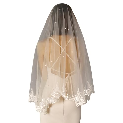 Velo de novia con encaje floral y cristales para Halloween y bodas