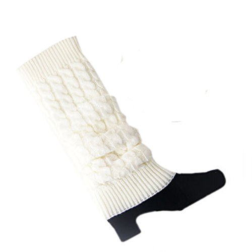 Livecity Chaussettes d'hiver en crochet pour femme fille - Blanc - Taille Unique