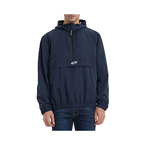 Rokka&Rolla Men's Water-Resistant Hooded Windbreaker Anorak Track Jacket