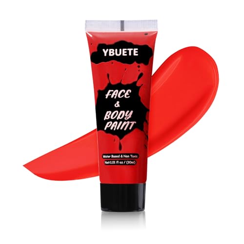 YBUETE Red Face Body Paint Professional Paint for Halloween Cosplay Costume Party Full-coverage Multi-Color Cream Makeup Blendable Body Painting for Adults Halloween Cosplay SFX Makeup Paint
