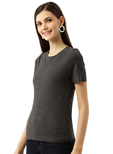 Image of BESIVA Women's Crew Neck Solid Cotton T-Shirt