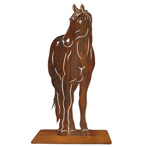 Terma Stahldesign Edelrost Gartenstecker Pferd stehend stehend Metall Figur Handmade Germany wetterfest Gartendeko Rostdeko Tierfigur Rostfigur Geschenk