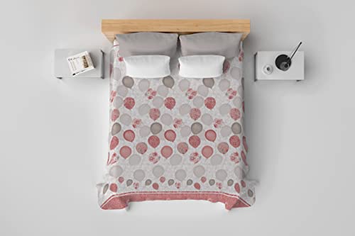 HomeLife Tagesdecke für französisches Bett aus Baumwolle, hergestellt in Italien [220 x 280] | leichte Decke aus Baumwolle für französisches Bett | atmungsaktive Bettbezug mit Muster Luftballons | Rot