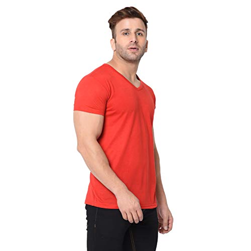 Image of Men's Cotton Blend Half Sleeve V Neck Tshirt