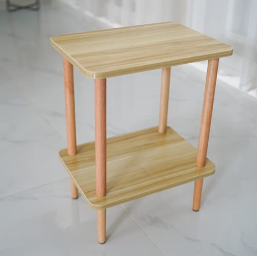Exilot 2-Tier Side Table Tall End Table With Storage Rack Wooden Nightstand Bedside Table For Living Room Bedroom Office No-Tool Assembly (Light Walnut). #TOP5