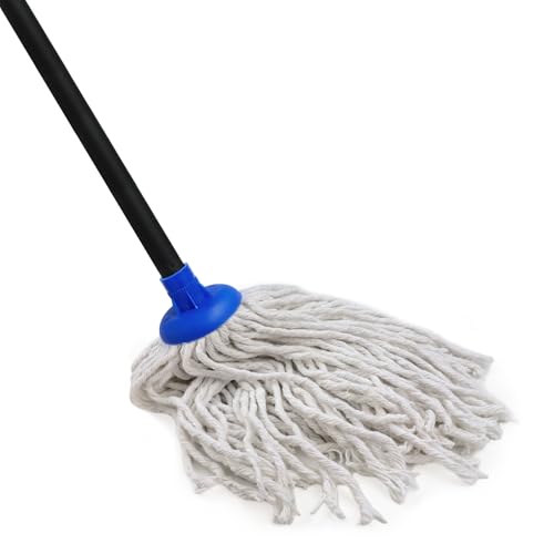 Indoor Mop for Floor Cleaning - Cotton Mops for Floor Cleaning Regular Mop for Floors 49-inch Simple Mops for Cleaning Living Rooms Bathrooms and Kitchens. (Dark Blue)