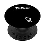 BoredKoalas Slogan You Looked Circle Game Finger Funny Gotcha Meme Hand Gift PopSockets Swappable PopGrip for iPhone 11 & Other Devices with Suitable Cases - Black